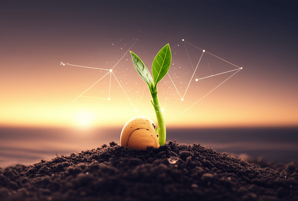 Sprouting seed symbolizing the AI agent technology that grows intelligent food decisions