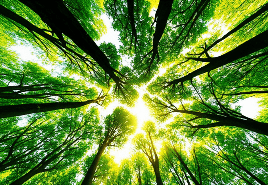 Protective forest canopy representing global food security ensuring sustained access to nutrition