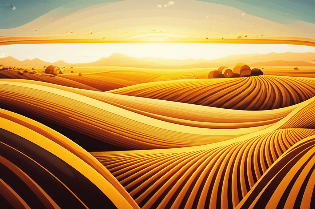 Abundant harvest scene showing the full-stack national food system implementation